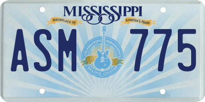 MS license plate ASM775