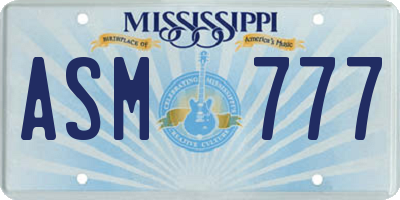 MS license plate ASM777