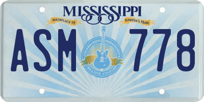 MS license plate ASM778