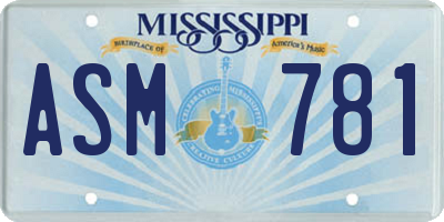 MS license plate ASM781