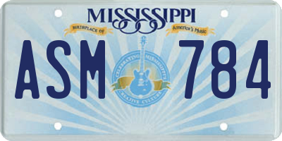 MS license plate ASM784