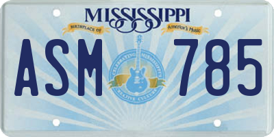 MS license plate ASM785