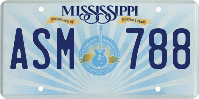 MS license plate ASM788