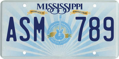 MS license plate ASM789