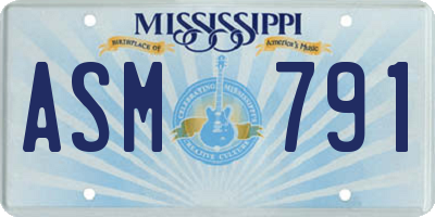 MS license plate ASM791