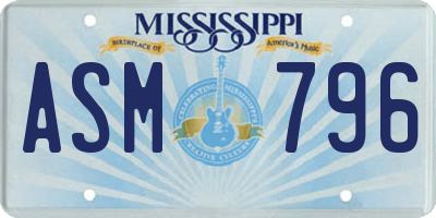 MS license plate ASM796