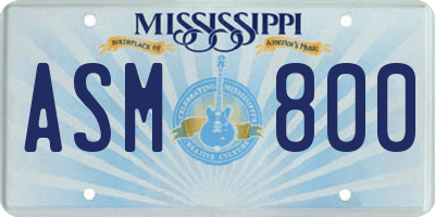 MS license plate ASM800
