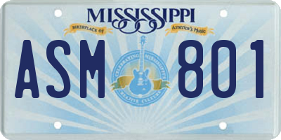 MS license plate ASM801