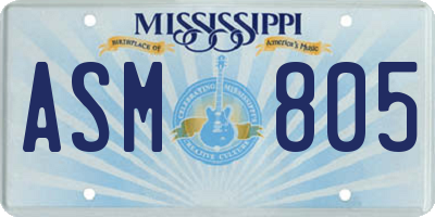 MS license plate ASM805