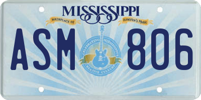 MS license plate ASM806