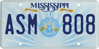MS license plate ASM808