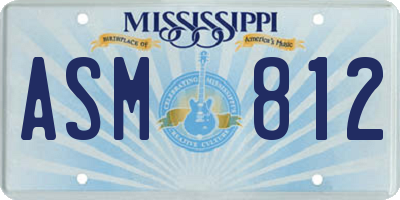 MS license plate ASM812