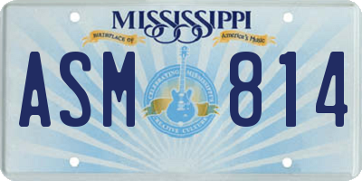 MS license plate ASM814