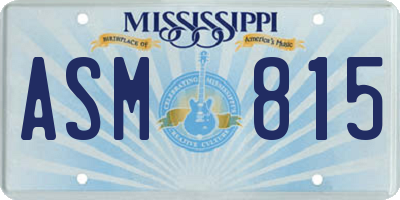 MS license plate ASM815