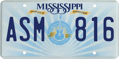 MS license plate ASM816