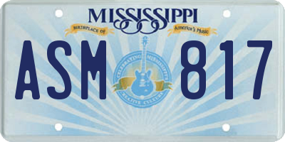 MS license plate ASM817