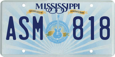 MS license plate ASM818