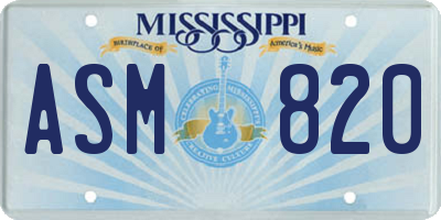 MS license plate ASM820