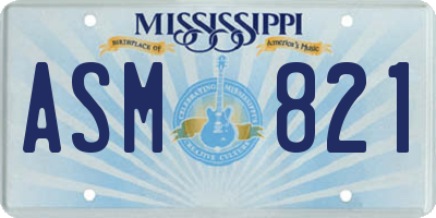 MS license plate ASM821