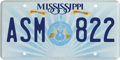 MS license plate ASM822