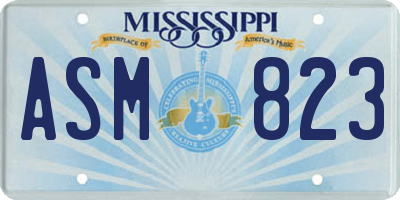 MS license plate ASM823