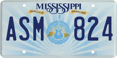 MS license plate ASM824