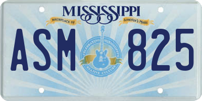 MS license plate ASM825