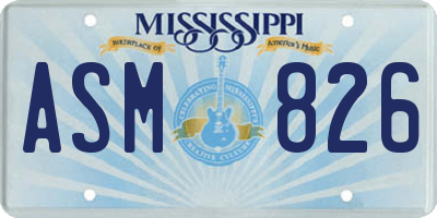 MS license plate ASM826