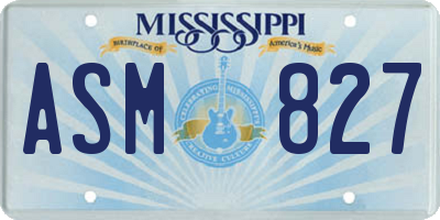 MS license plate ASM827