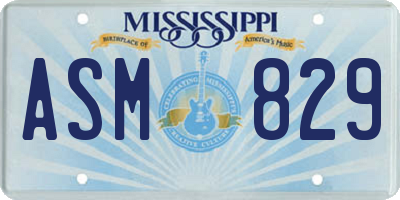 MS license plate ASM829