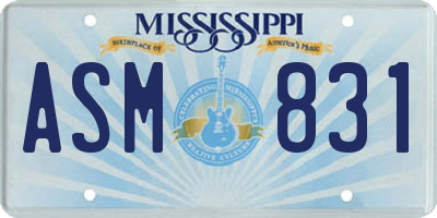 MS license plate ASM831