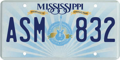 MS license plate ASM832