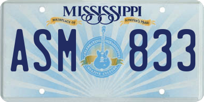 MS license plate ASM833