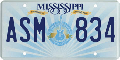 MS license plate ASM834