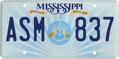 MS license plate ASM837