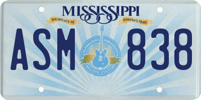 MS license plate ASM838