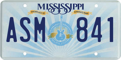 MS license plate ASM841