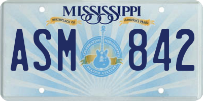 MS license plate ASM842