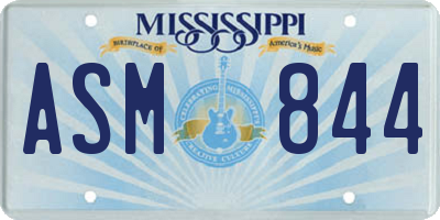 MS license plate ASM844