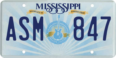 MS license plate ASM847