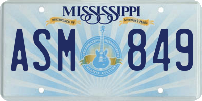 MS license plate ASM849