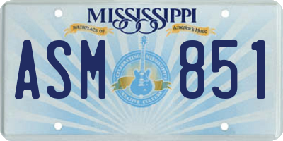 MS license plate ASM851