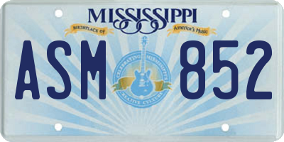MS license plate ASM852
