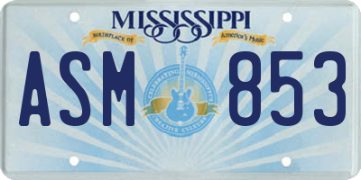MS license plate ASM853