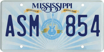 MS license plate ASM854