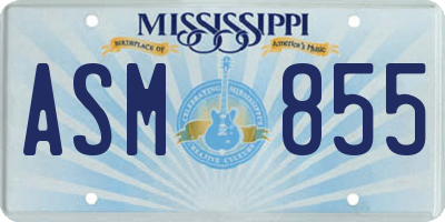 MS license plate ASM855