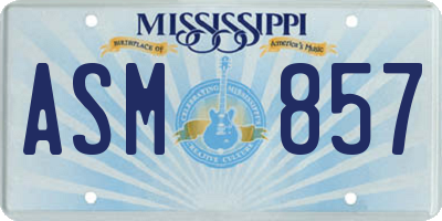 MS license plate ASM857