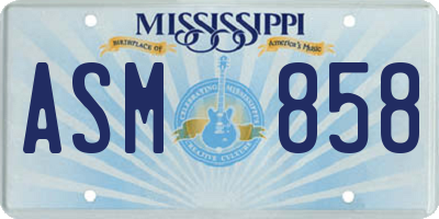 MS license plate ASM858
