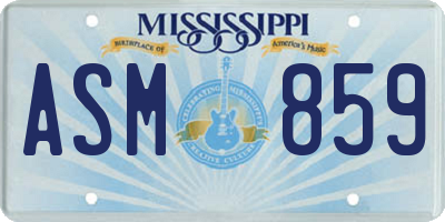 MS license plate ASM859