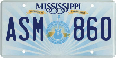 MS license plate ASM860
